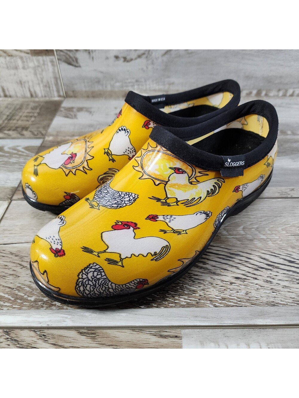 Sloggers Womens Chicken Hen Yellow Waterproof Rain & Garden Mule SlipOn Shoe Sz7